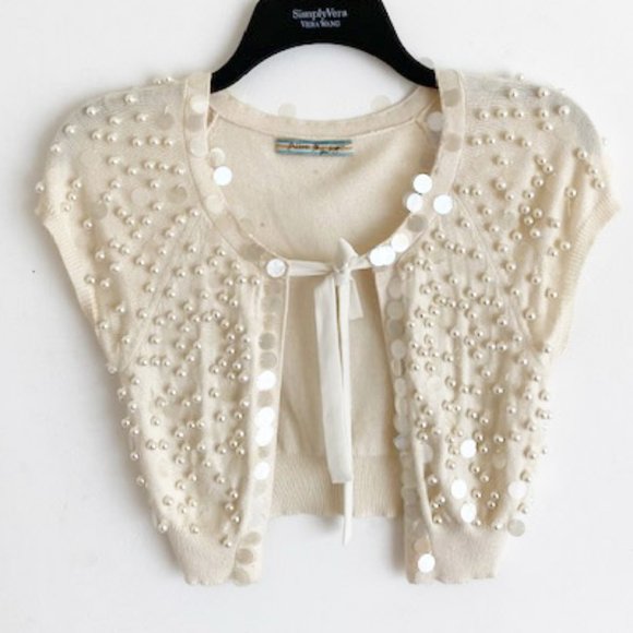 Allen B Vintage Cropped Beaded Sweater Sz Sm- Med - Picture 1 of 4